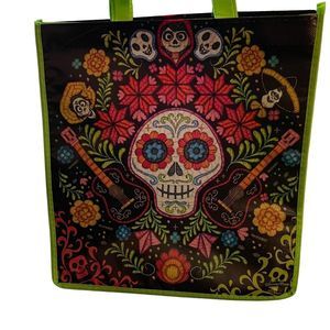 Disney Pixar Coco‎ Reusable Tote Bag Groceries Toys Black Pink Green Sugar Skull